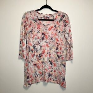 Pure Jill Floral Print 1/4 Length Sleeve Women's Top